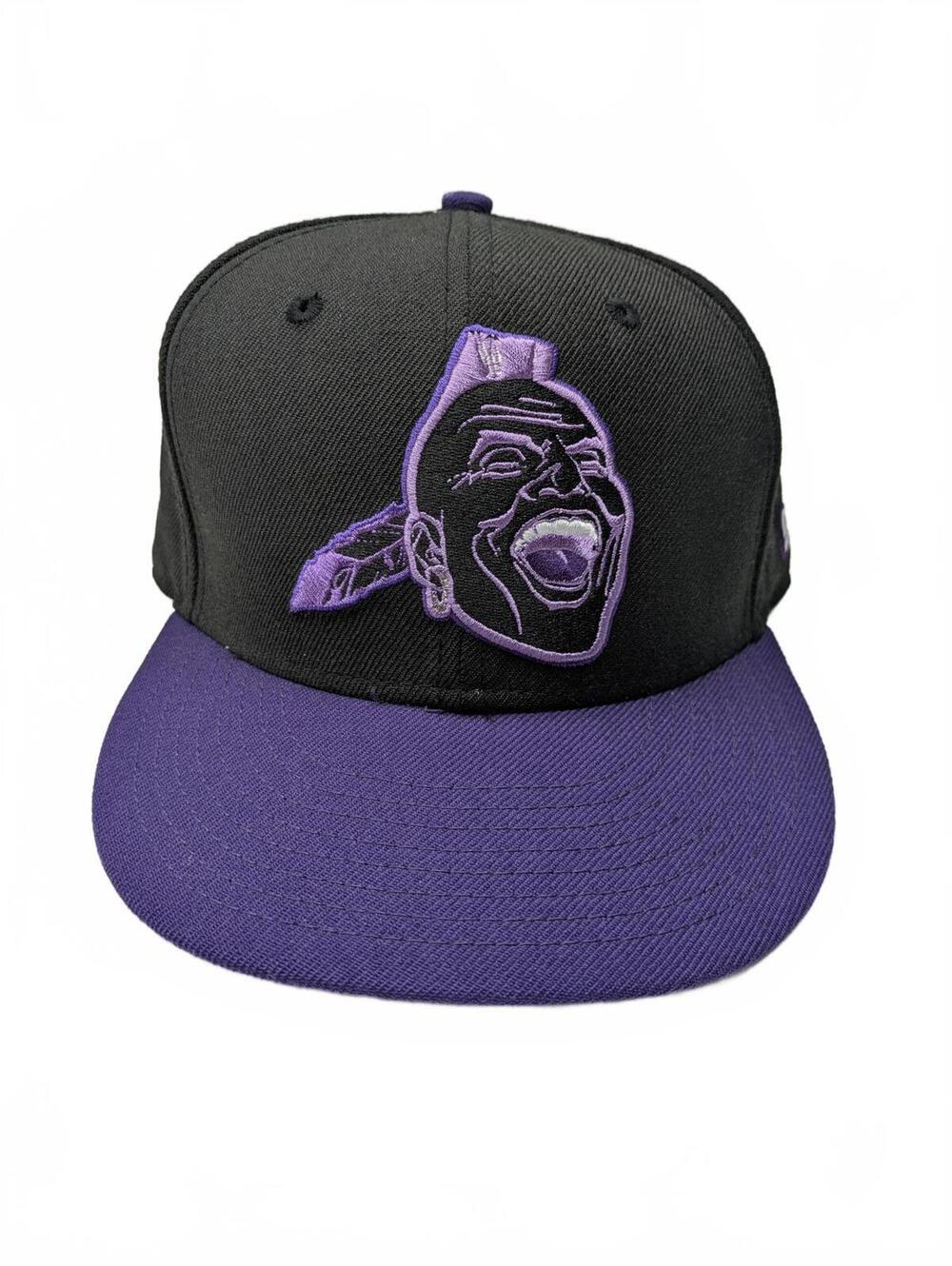 New Era Cooperstown Atlanta Braves Screaming Indian Fitted Hat 7 1/8 Purple